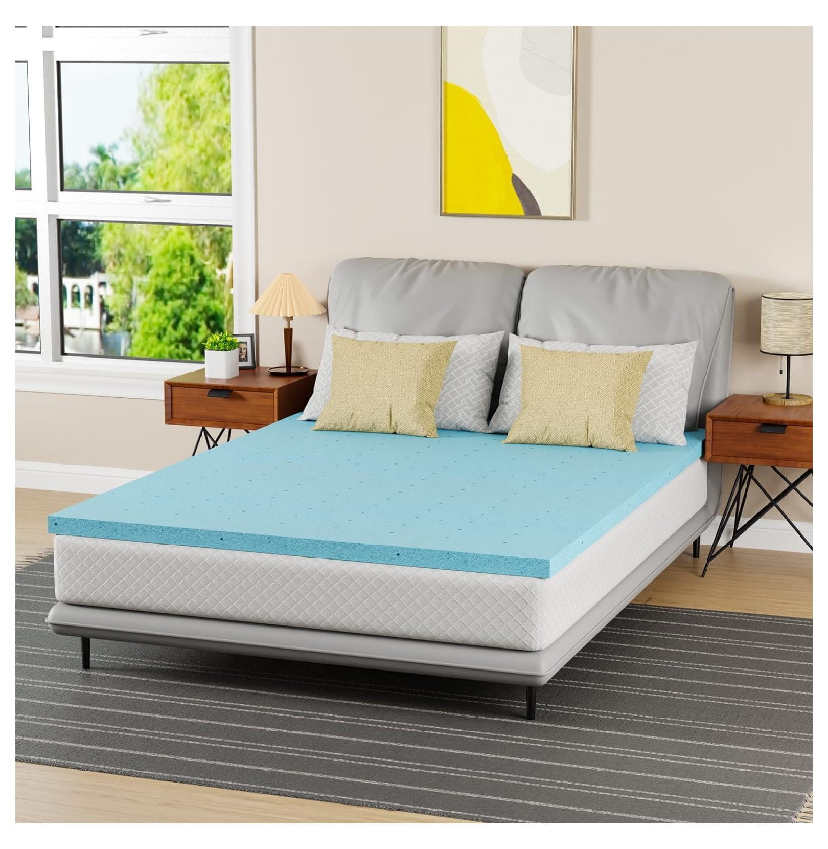 2 Inch Gel Memory Foam Mattress Topper/Gel Infused Queen Mattress