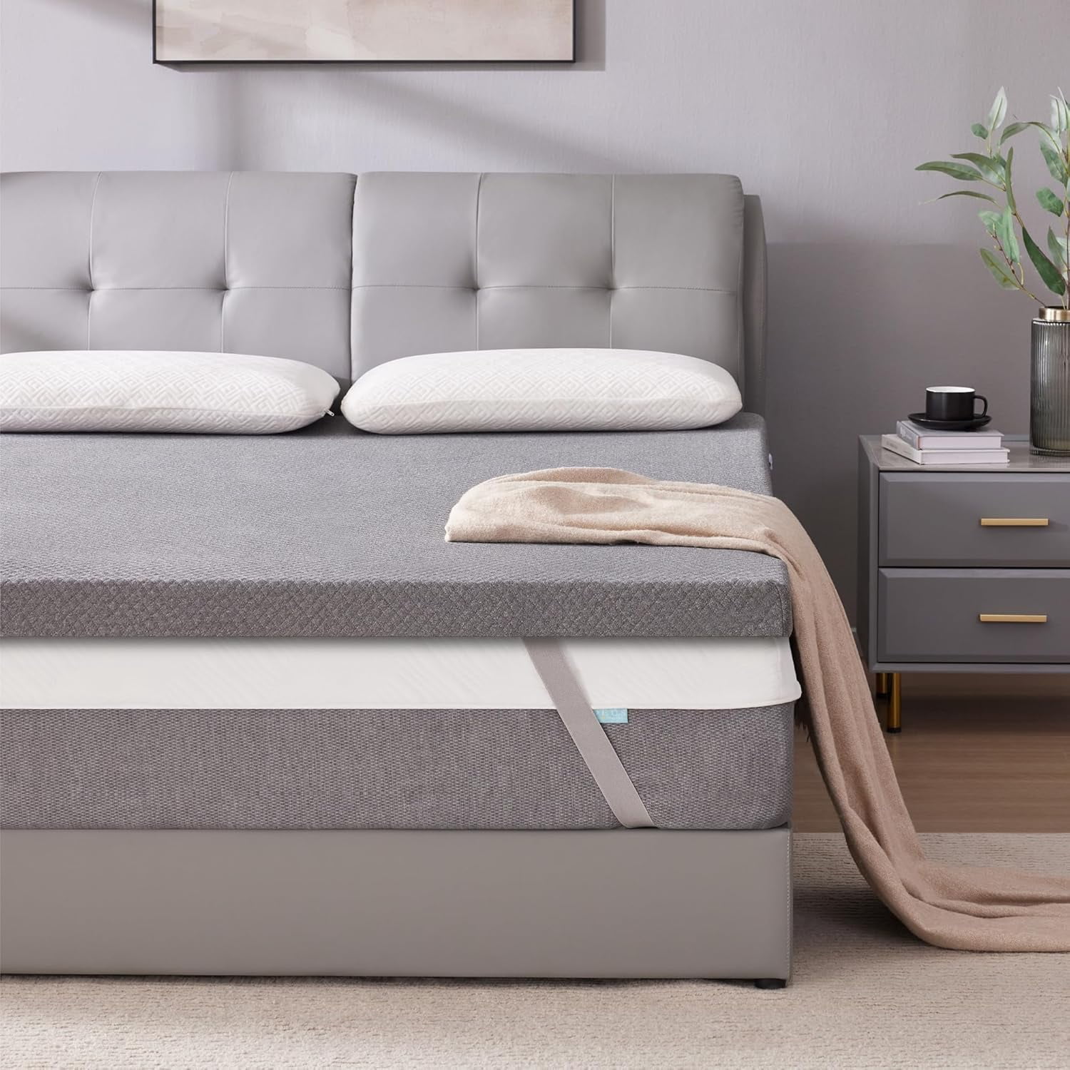 ONBRILL 2 Inch Gel Bamboo Charcoal Memory Foam Mattress Topper Twin Size - Removable Cover, Dual Firmness, CertiPUR-US & OEKO-TEX Certified - View #5