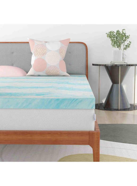 Greaton 2-Inch Gel Memory Foam Mattress Topper – CertiPUR-US Certified, Cooling & Supportive, Twin Size, Blue