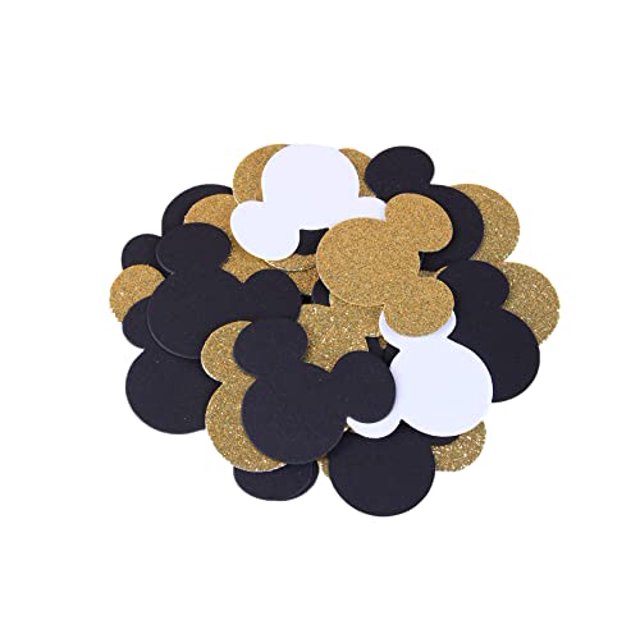 2Inch Glitter Mickey Mouse Confetti Black White Gold Theme 100
