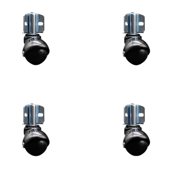 2 Inch Gloss Black Polyolefin Ball Caster – Corner Mount Bracket – Set of 4 –SCC