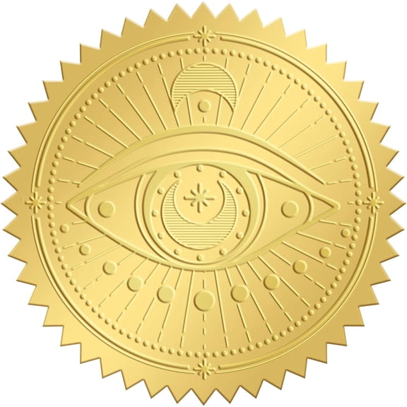 2 Inch Gold Embossed Envelope Seals Stickers 100pcs Round Adhesive Embossed Foil Seals Stickers Envelope Label for Wedding Invitations Party Gift Packaging Greeting Card Gold
