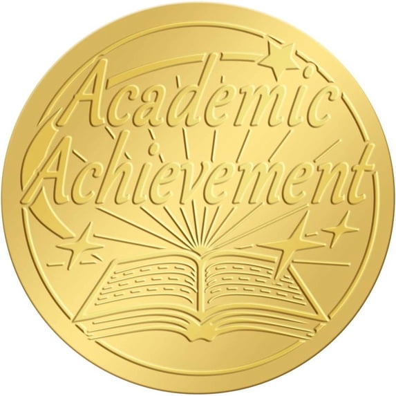 2 Inch Gold Embossed Envelope Seals Stickers Academic Achievement Book 100pcs Adhesive Embossed Foil Seals