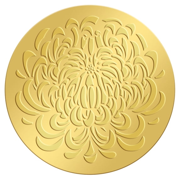 2 Inch Gold Embossed Envelope Seals Stickers Chrysanthemum 100pcs Round Adhesive Embossed Foil Seals Stickers Envelope Label