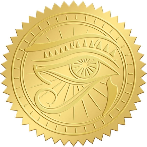 2 Inch Gold Embossed Envelope Seals Stickers Eye of Egypt 100pcs Round Adhesive Embossed Foil Seals Stickers Envelope Label for Wedding Invitations Party Gift Packaging Greeting Card Gold