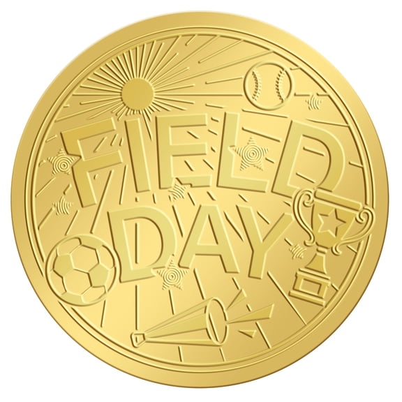 2 Inch Gold Embossed Envelope Seals Stickers Field Day 100pcs Adhesive Embossed Foil Seals Stickers Label for Wedding Invitations Gift Packaging