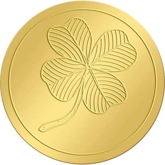 2 Inch Gold Embossed Envelope Seals Stickers Four Leaf Clover 100pcs Adhesive Embossed Foil Seals Stickers Label for Wedding Invitations Gift Packaging Gold