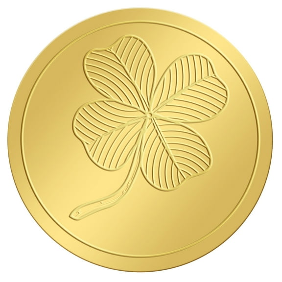 2 Inch Gold Embossed Envelope Seals Stickers Four Leaf Clover 100pcs Adhesive Embossed Foil Seals Stickers Label for Wedding Invitations Gift Packaging Material Gold Foil