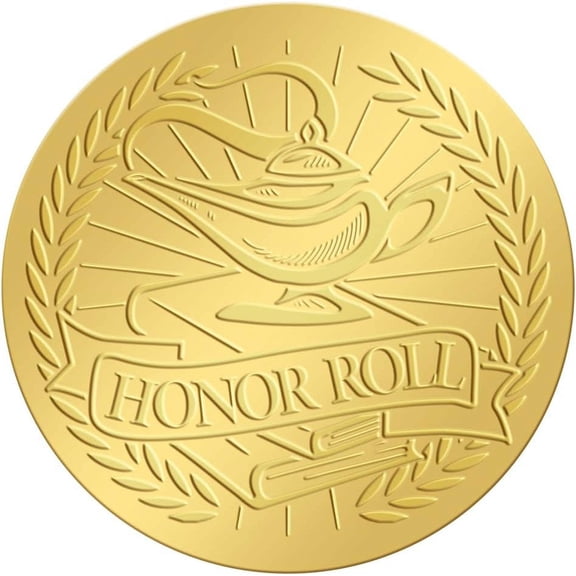 2 Inch Gold Embossed Envelope Seals Stickers Honor Roll 100pcs Adhesive Embossed Foil Seals Stickers Label for Wedding Invitations Gift Packaging Mixed Color