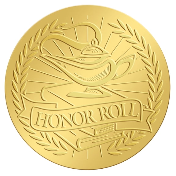 2 Inch Gold Embossed Envelope Seals Stickers Honor Roll 100pcs Adhesive Embossed Foil Seals Stickers Label for Wedding Invitations Gift Packaging