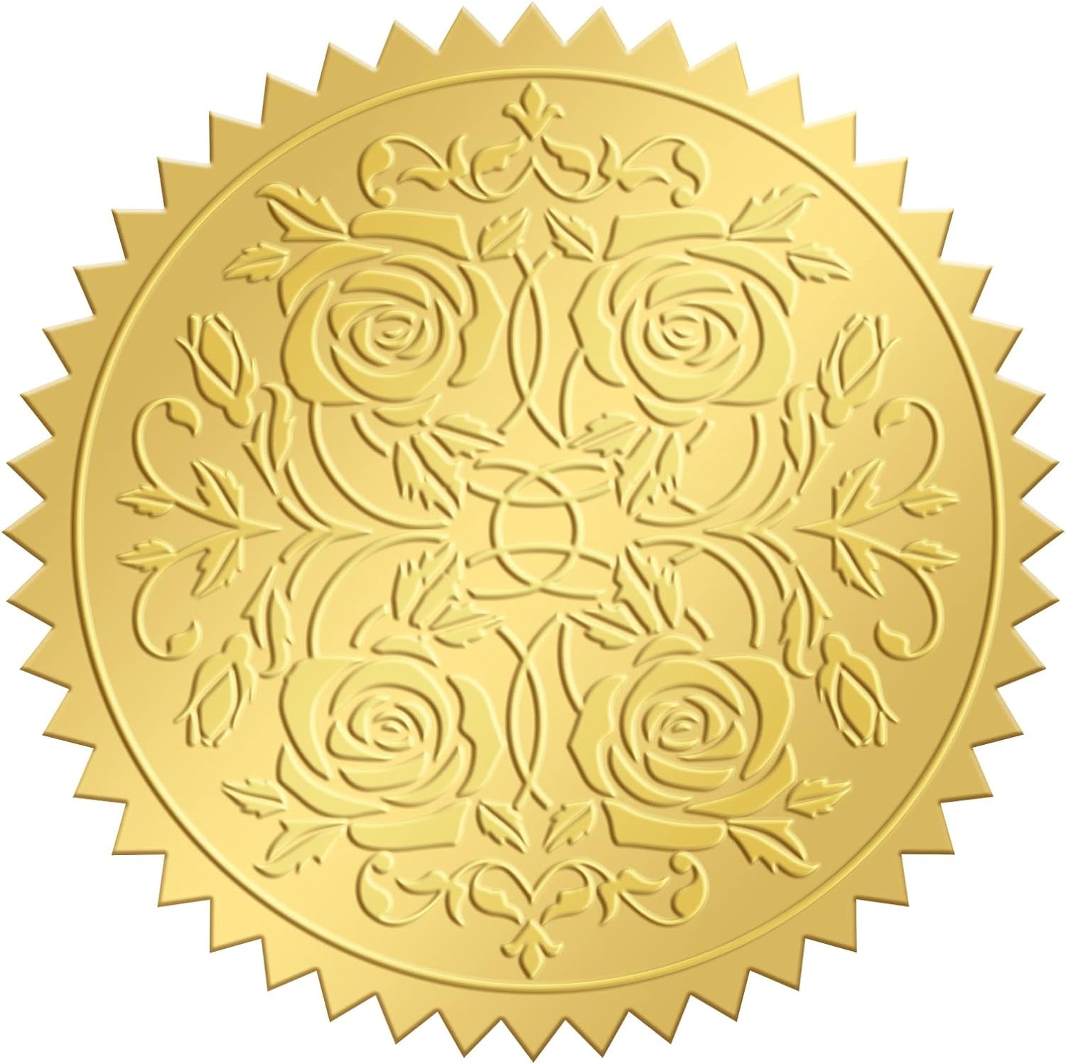 2 Inch Gold Embossed Envelope Seals Stickers Rose 100pcs Round Adhesive ...