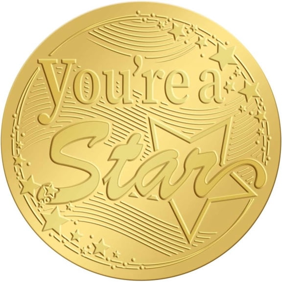 2 Inch Gold Embossed Envelope Seals Stickers You're A Star 100pcs Embossed Foil Seals Adhesive Gold Foil Seals Stickers Label for Wedding Invitations Gift Packaging for DIY