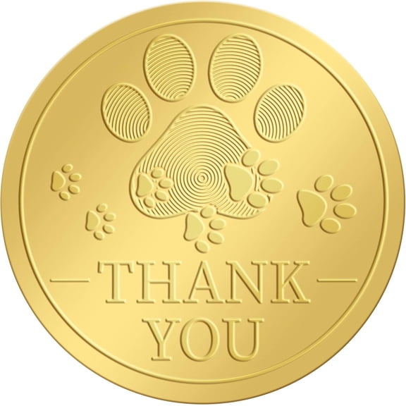 2 Inch Gold Embossed Envelope Seals Stickers Thank You Footprint 100pcs Adhesive Embossed Foil Seals Stickers Label for DIY Wedding Invitations Gift Packaging