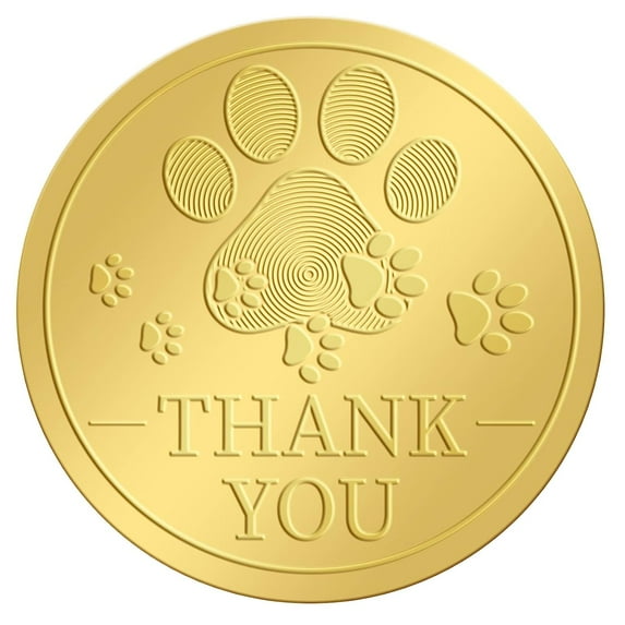 2 Inch Gold Embossed Envelope Seals Stickers Thank You Footprint 100pcs Adhesive Embossed Foil Seals Stickers Label