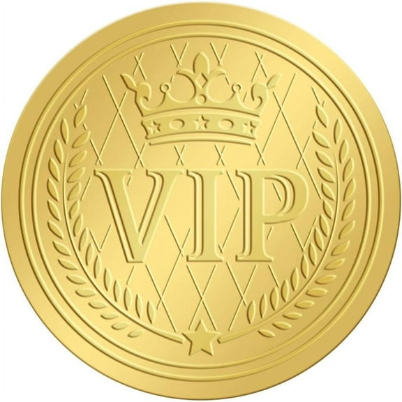 2 Inch Gold Embossed Envelope Seals Stickers VIP Crown 100pcs Adhesive Embossed Foil Seals Stickers Label