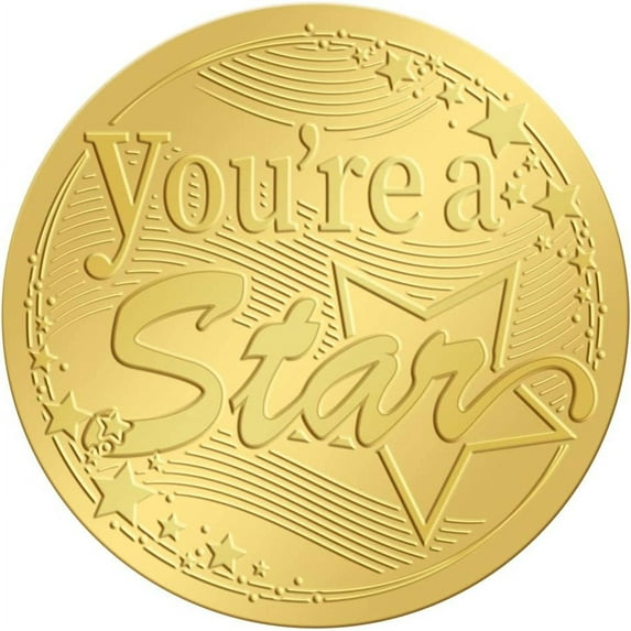 2 Inch Gold Embossed Envelope Seals Stickers You're A Star 100pcs Embossed Foil Seals Adhesive Gold