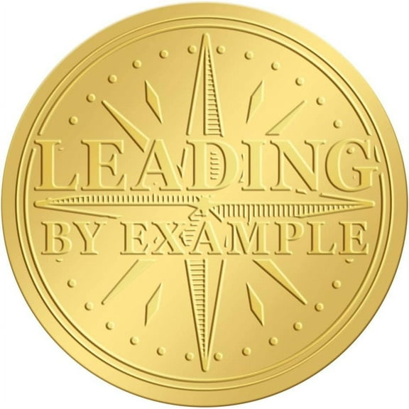 2 Inch Gold Foil Embossed Envelope Seals Stickers Leading by Example 100pcs Embossed Foil Seals Adhesive Seals Stickers Label