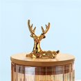 thumbnail image 1 of 2 Inch Gold Metal Sleeping Deer Statue, Modern Tabletop Decor, Minimalist Holiday Home Decor for Shelf, 1 of 7