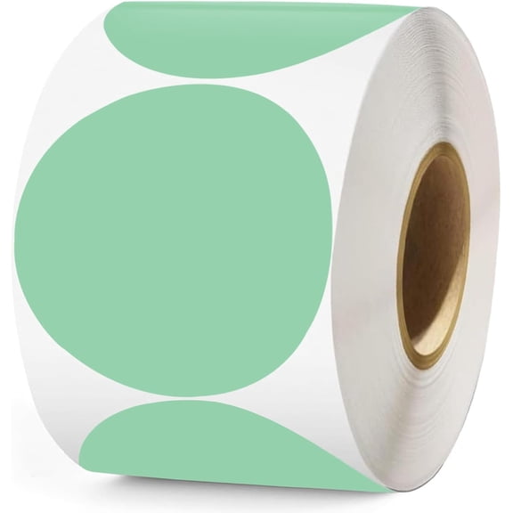 2 Inch Green Circle Thermal Sticker Labels,1000pcs Self-Adhesive Round Direct Thermal Labels,Multi-Purpose Multifunctional Roll Thermal Stickers,for Barcodes,QR Code,DIY Logo Design,Name Tag