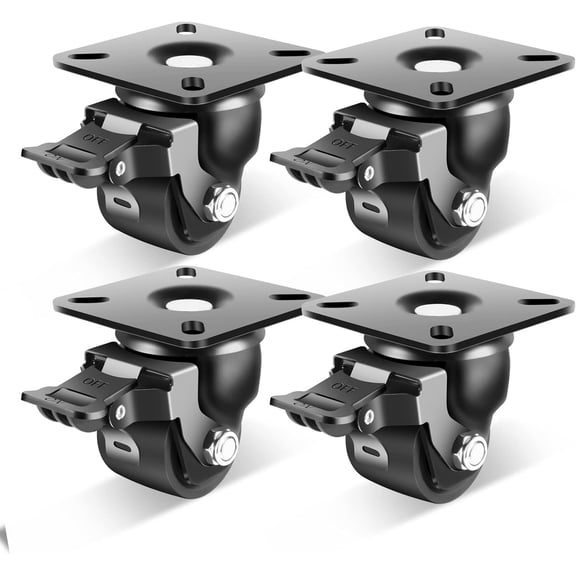 2-Inch Heavy Duty Casters Set of 4, Industrial Grade Castors Wheels 2200 LBS, Low Gravity Plate Swivel Caster with , Durable & -Resistant Nylon Wheels for Industrial, Equipment