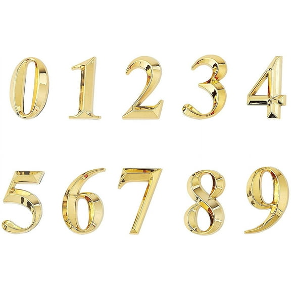 2 Inch House Numbers 3D self Adhesive Door Address Stickers Plaques Home Mailbox Signs for Outside Pack 0 to 9 (Gold) for DIY