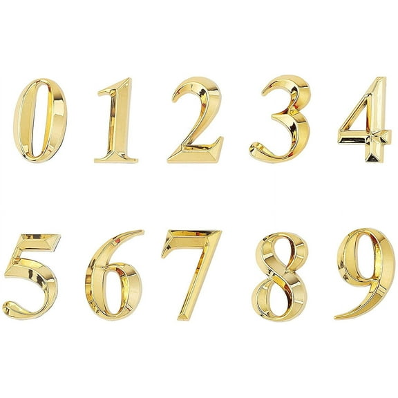 2 Inch House Numbers 3D self Adhesive Door Address Stickers Plaques Home Mailbox Signs for Outside Pack 0 to 9 (Gold)