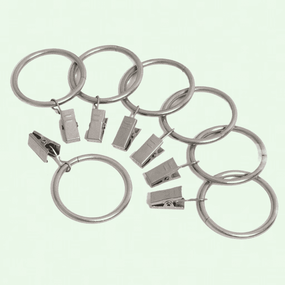 2 Inch Inner Diameter Metal Curtain Clip Rings, Set of 14 (Satin Nickel)