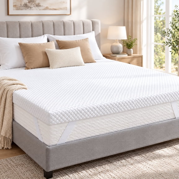 2 Inch King Gel Memory Foam Mattress Topper, Non-Slip, Washable Cover