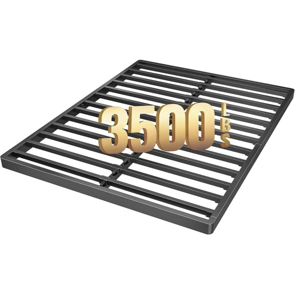 2-Inch Low Profile Queen Size Metal Box Spring, Bunkie Board Bed Slat Replacement, 3500 lbs Capacity, Black