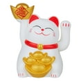 thumbnail image 1 of 2 Inch Lucky Cat Ornament,Solar Automatic Waving Lucky Cat Car Cashier Ornament Shop Feng Shui Cat Decoration Gift,White, 1 of 7
