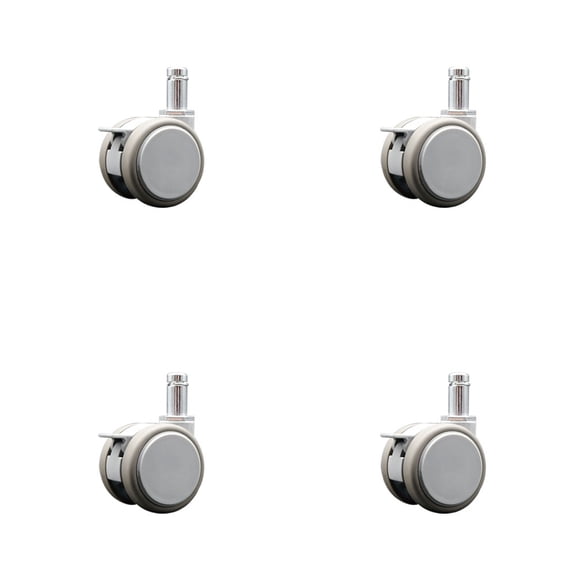 2 Inch MRI Safe Casters with Brakes 7/16 Inch Grip Ring Stem Set of 4 SCC