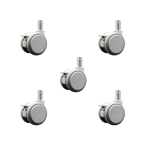 2 Inch MRI Safe Casters with Brakes 7/16 Inch Grip Ring Stem Set of 5 SCC