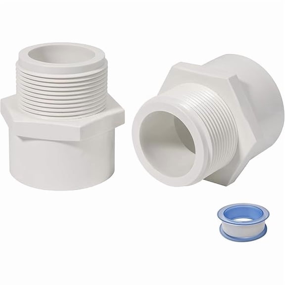 2 Inch Male Thread PVC Fittings White 2-Way PVC Pipe Coupling Adapter Connectors Coupling for 2 Inch Schedule 40 Pipe2 Pack Durable Pipe Tube Fitting Adapter Connector for Plumbing Industrial W