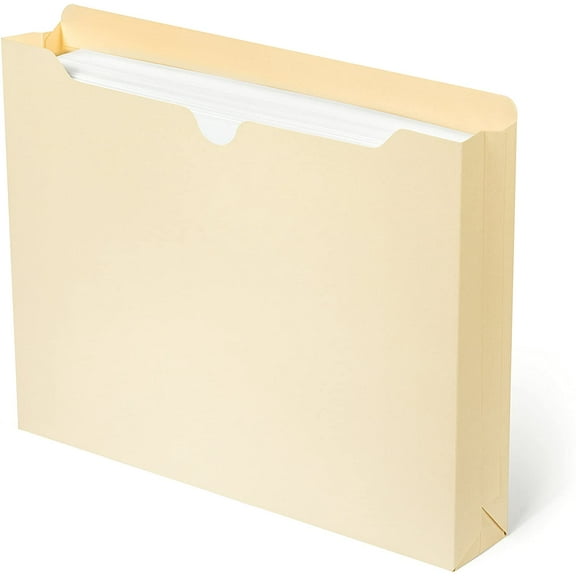 2 Inch Manila File Jacket, 50 Folders, Reinforced Straight Cut Tab, Heavy Duty Expansion Pocket, Letter Size, Pack