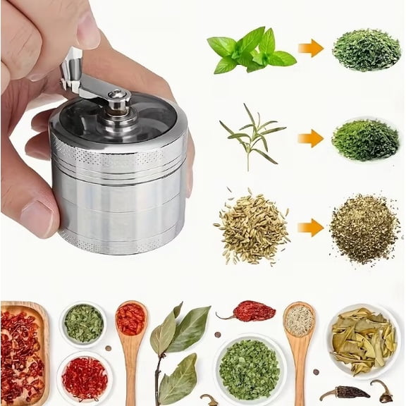 2-Inch Manual Stainless Steel Grinder - Heavy-Duty Handheld Grain, Spice, and Coffee Mill with Ultra-Fine Powder, Strong Magnetic Lid, and Sharp Blades for Kitchen and Camping Use
