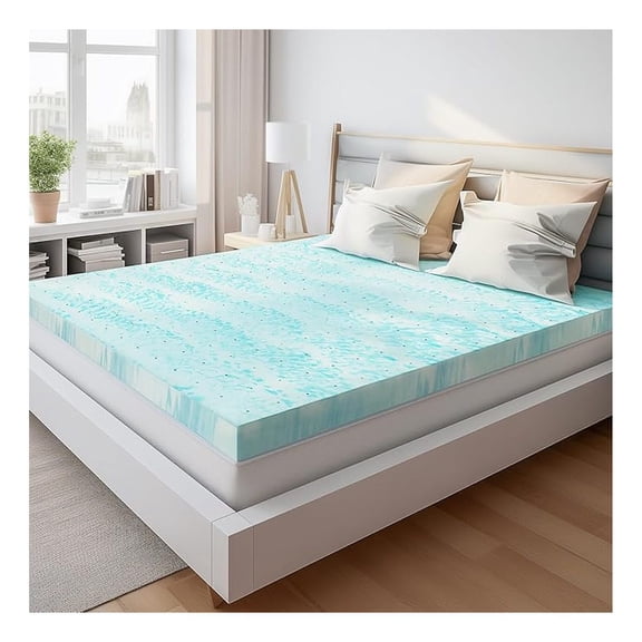 2 Inch Mattress Topper King Size, Gel Memory Foam Mattress Pad, Certified, Ventilated Bed Topper for Pressure Relief Back Pain, Blue