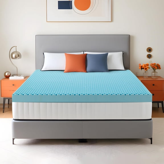 2 Inch Mattress Topper, Twin Size Memory Foam Mattress Topper with Cooling Gel Egg Crate Mattresses Top, Plush Feel, Breathable, Pressure Relief for Bedroom