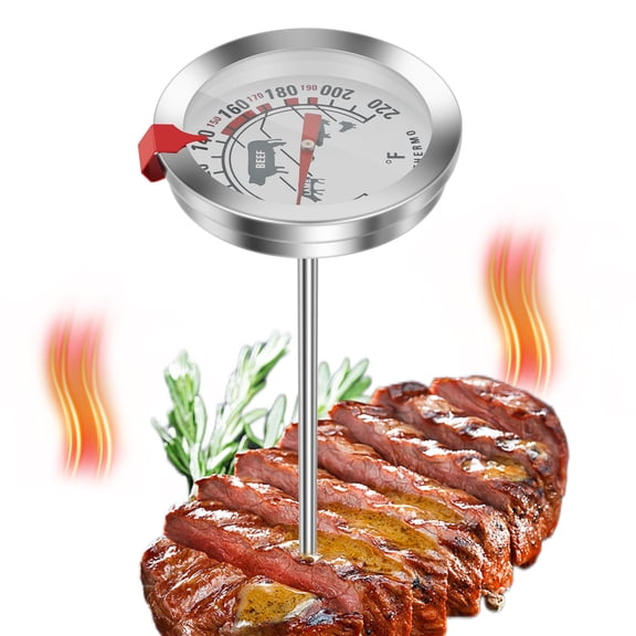 2 Inch Meat Thermometer Stainless Steel Oven Probe Thermometer for Roasting, Grilling, Baking, with Clear Dial Display, 40–220°F Range, Red Pointer for Accurate Reading (Pattern Marking)