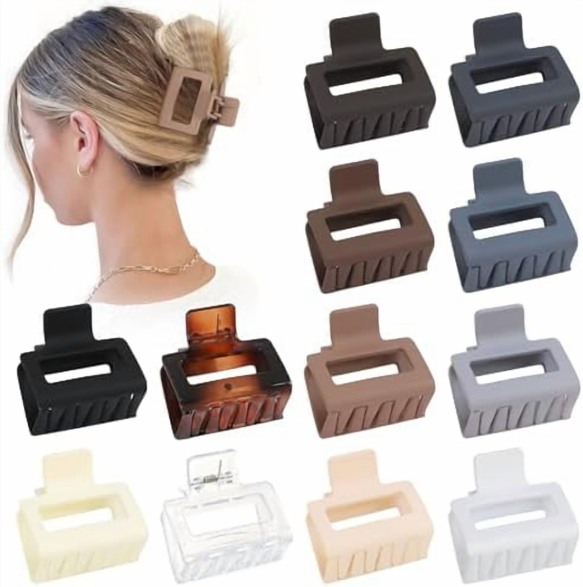 2 Inch Medium Hair Claw Clips 12 count Square Hair Clips for Thin Hair ...