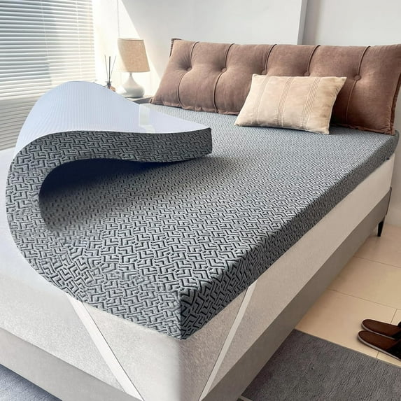 2 Inch Memory Foam Mattress Topper,Cooling Gel Infused High Density Queen(60"x80") Topper with Removable Skin-Friendly Cover,Bed Topper for Pressure Relief Back Pain, CertiPUR-US Certified, Gray