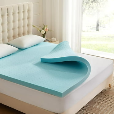 2 Inch Memory Foam Mattress Topper Queen, Mattress Pad Gel Infused Foam Bed Topper, Ventilated Soft Blue,Queen Size