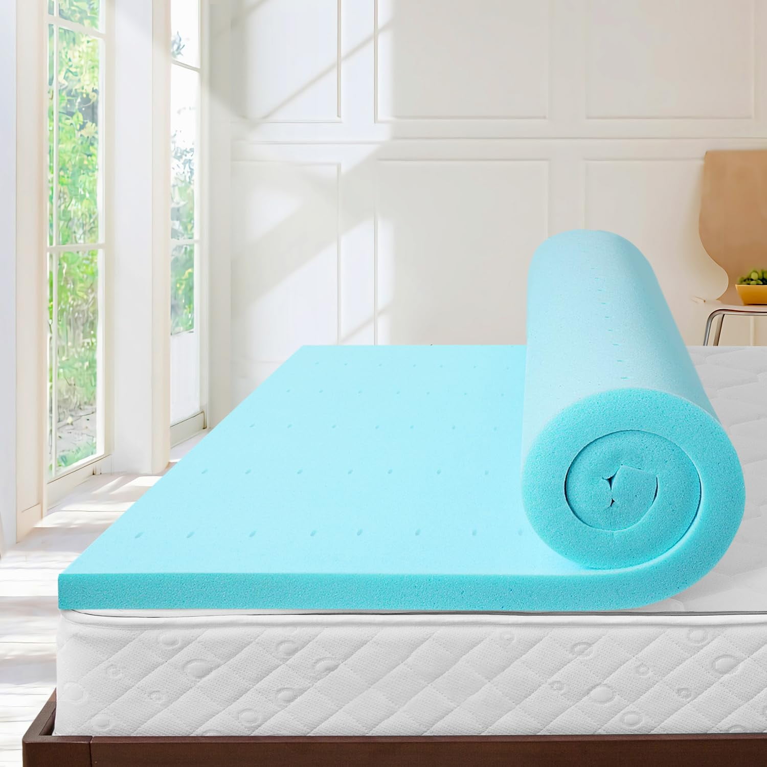 2 Inch Memory Foam Topper King Size, Ventilated Gel Foam Mattress Pad