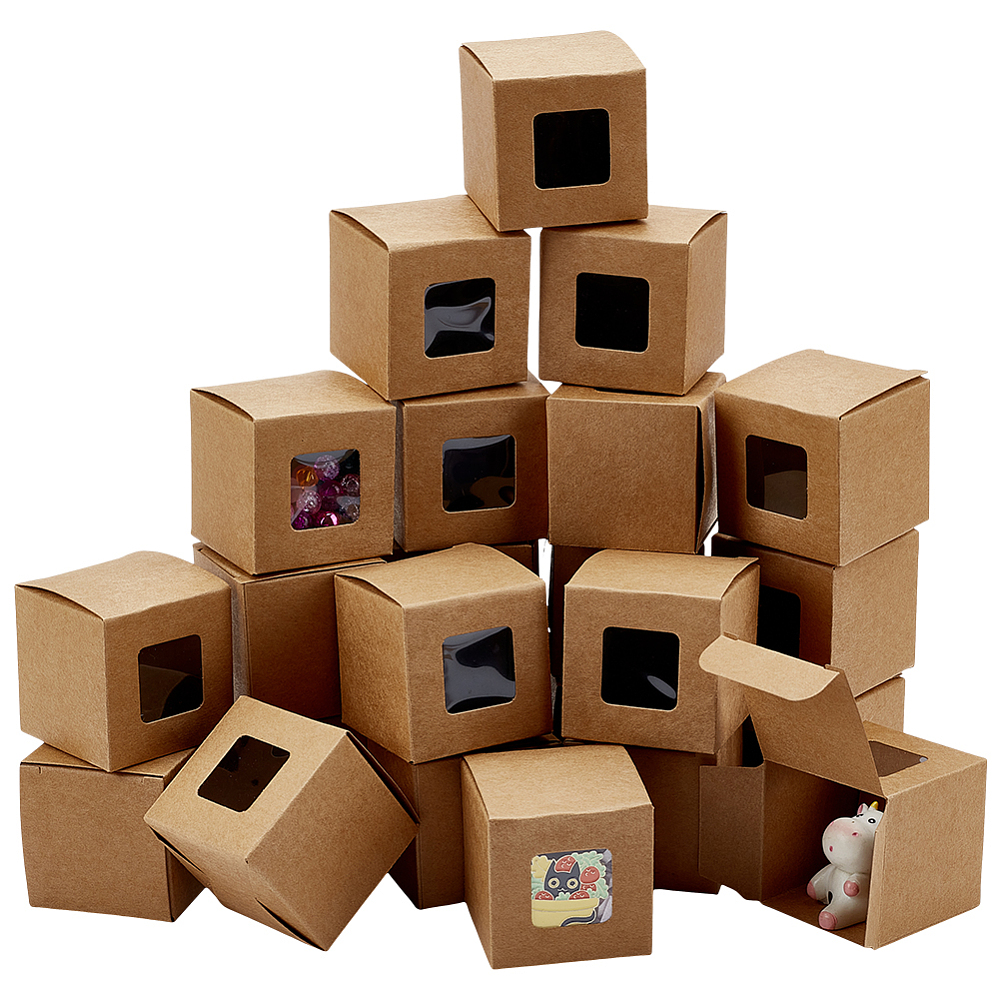Operable Small Box 2 Inch Mini Gift Boxes with Window 40pcs Square Paper Box Foldable ...