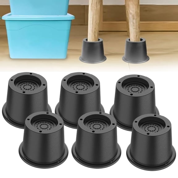 2 Inch Mini Round Furniture Raising Risers,6Pc Non Slip Plastic Bed Chair Table Height Lift Foot Pads, Stable Tapered Anti Scratch Floor Elevator Blocks, Cabinet Sofa Leg Raiser Supports