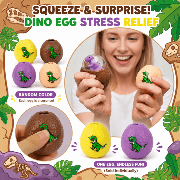 2-Inch Mystery Dinosaur Egg Squishy, Taba Squishy Squeeze, Anxiety Reliever, ADHD Autism Calming Tools, Cute Aesthetic Home Accessory, Premium TPR Material