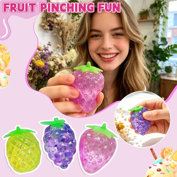 2-Inch Mystery Fruit Jelly Cube Stress Reliever, Anxiety Reliever, Taba Squishy Squeeze, Cute Aesthetic Home Accessory, ADHD Autism Calming Tools
