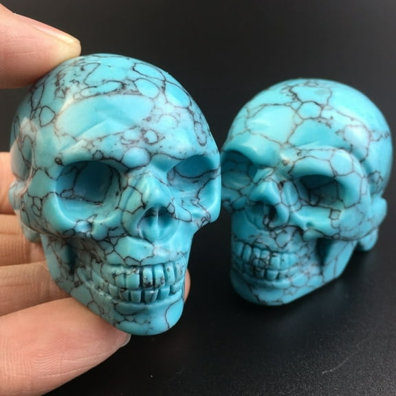 2 Inch Natural Turquoise  Skull Hand Carved Crystal Skull Reiki Repair 1 Piece -