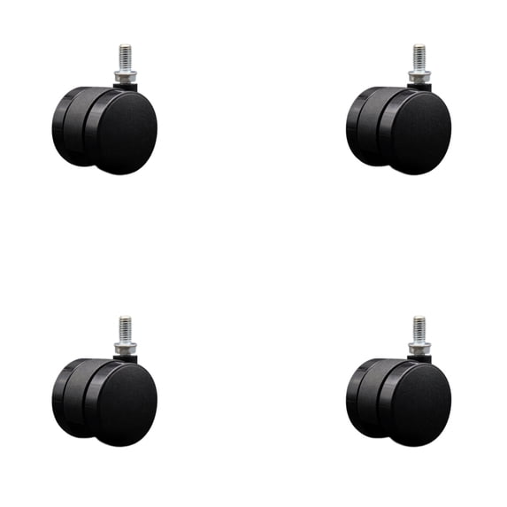 2 Inch Office Chair Casters Nylon Twin Wheel 3/8 Threaded Stem Set of 4 SCC