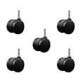 thumbnail image 1 of 2 Inch Office Chair Casters Nylon Twin Wheel 7/16” Grip Ring Stem Set of 5 SCC, 1 of 2