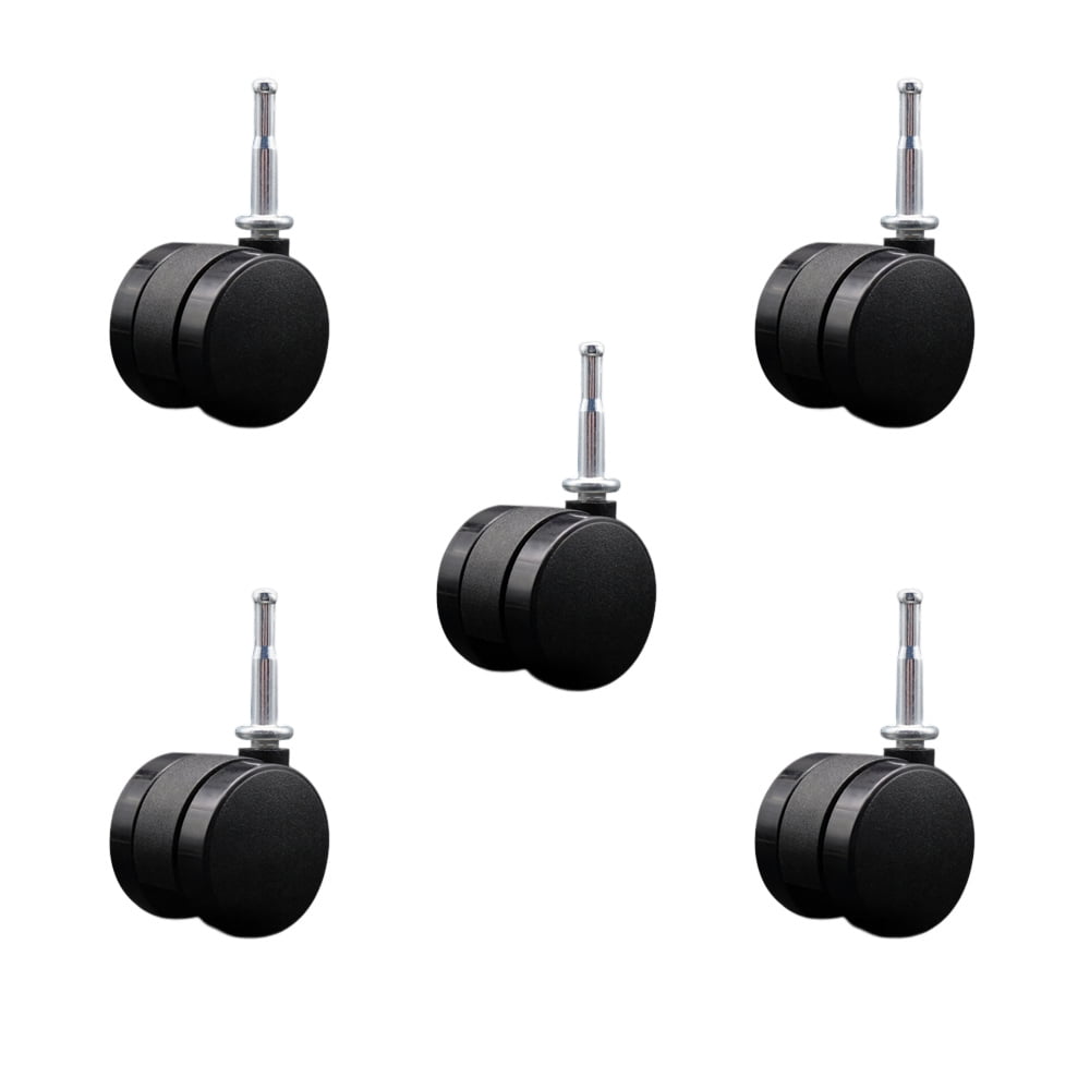 2 Inch Office Chair Casters Nylon Twin Wheels 5/16 Inch Grip Neck Stems 375 lbs. Total